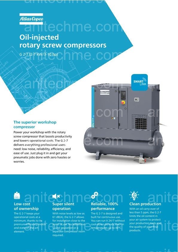 atlas copco g2 7 series oil injected rotary screw compressor